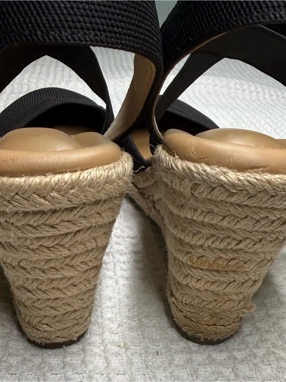 Kelly & Katie Black Espadrille Wedge Sandals with Crisscross Straps